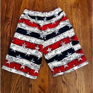 Columbia Boys Swim Trunks American Flag Mesh Liner Elastic Waist Medium